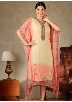 Pink Georgette Chiffon Kaftan Kurti 